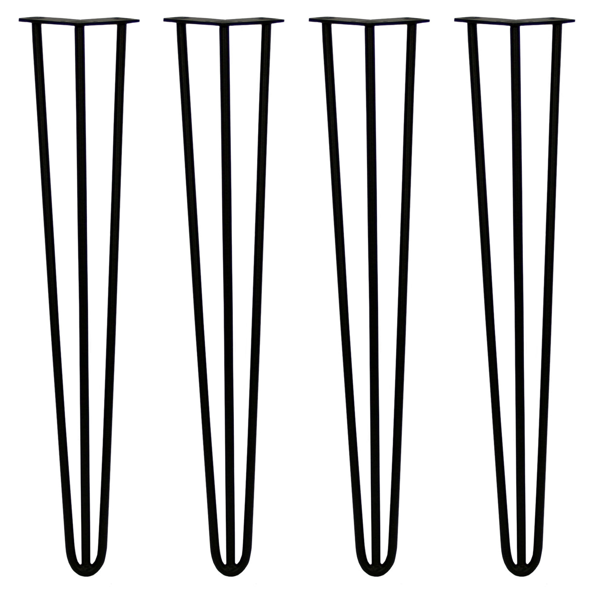 4 Gambe da Tavolo a Forcina 71cm - 3 Rebbi - 12mm - Nero