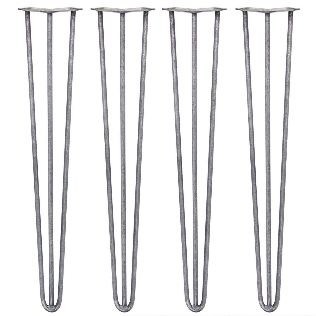 4 Gambe da Tavolo a Forcina 71cm - 3 Rebbi - 12mm - Acciaio Naturale