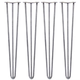 4 Gambe da Tavolo a Forcina 71cm - 3 Rebbi - 12mm - Acciaio Naturale