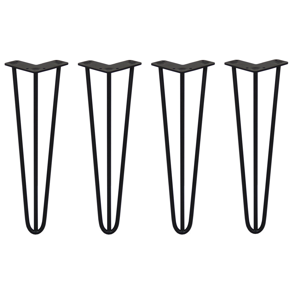 4 Gambe da Tavolo a Forcina 40.6cm - 3 Rebbi - 10mm - Nero