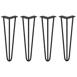 4 Gambe da Tavolo a Forcina 40.6cm - 3 Rebbi - 10mm - Nero