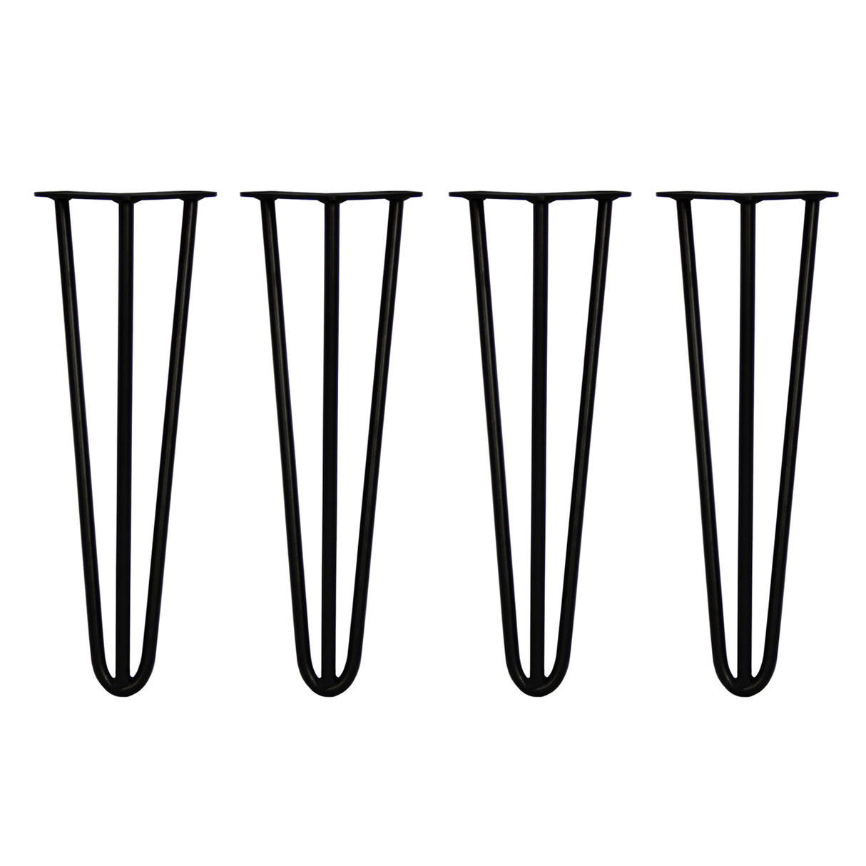 4 Gambe da Tavolo a Forcina 40.6cm - 3 Rebbi - 12mm - Nero