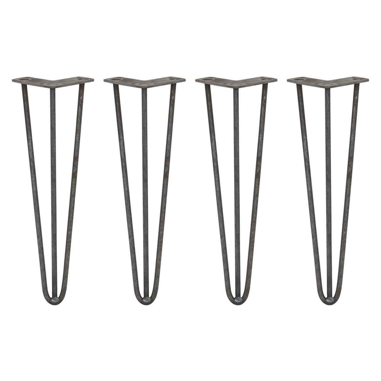 4 Gambe da Tavolo a Forcina 40.6cm - 3 Rebbi - 10mm - Acciaio Naturale