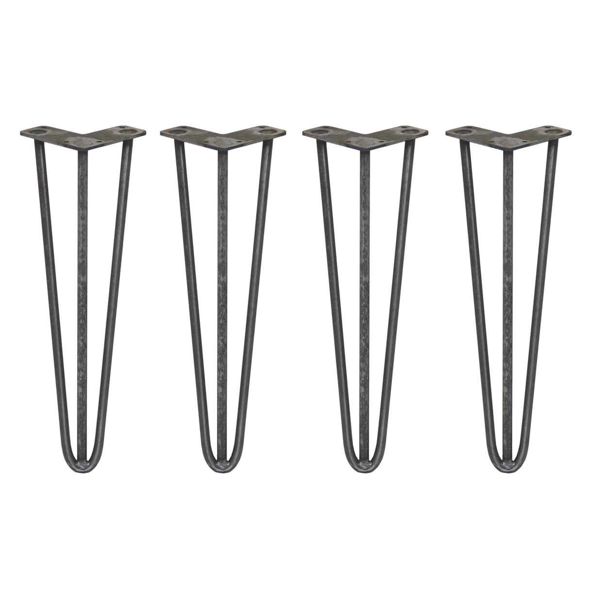 4 Gambe da Tavolo a Forcina 40.6cm - 3 Rebbi - 12mm - Acciaio Naturale