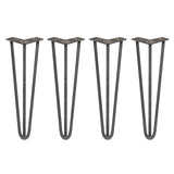 4 Gambe da Tavolo a Forcina 40.6cm - 3 Rebbi - 12mm - Acciaio Naturale