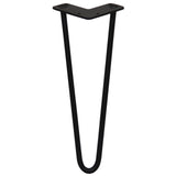 4 Gambe da Tavolo a Forcina 35.5cm - 2 Rebbi - 12mm - Nero