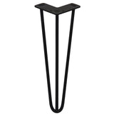 4 Gambe da Tavolo a Forcina 35.5cm - 3 Rebbi - 10mm - Nero