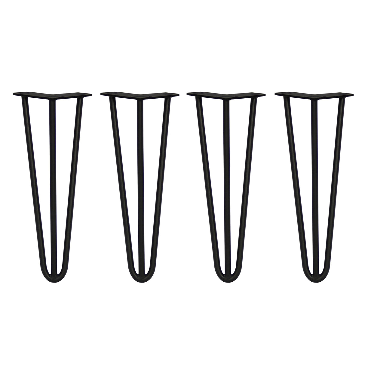 4 Gambe da Tavolo a Forcina 35.5cm - 3 Rebbi - 12mm - Nero