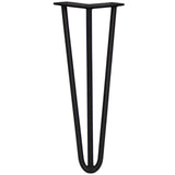 4 Gambe da Tavolo a Forcina 35.5cm - 3 Rebbi - 12mm - Nero