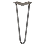 4 Gambe da Tavolo a Forcina 35.5cm - 2 Rebbi - 12mm - Acciaio Naturale