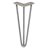 4 Gambe da Tavolo a Forcina 30.5cm - 3 Rebbi - 10mm - Acciaio Naturale