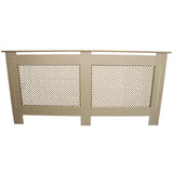 Copritermosifone in MDF personalizzabile, colore beige, con design a rete e finitura liscia, misura 1720mm di lunghezza