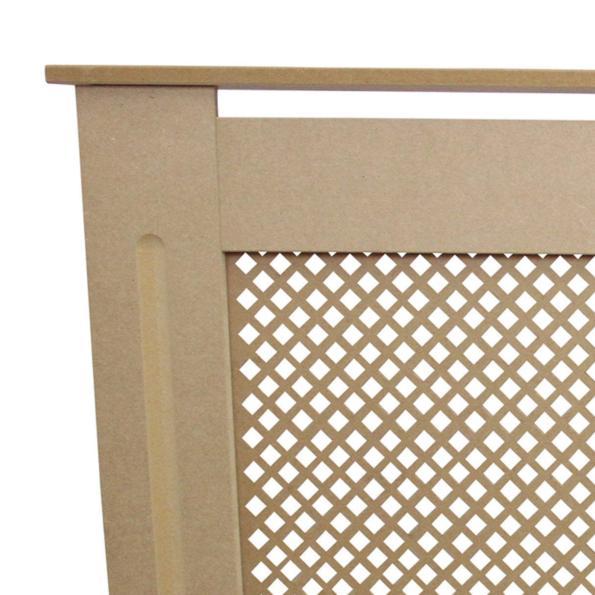 Copritermosifone in MDF personalizzabile, colore naturale, con design a rete intrecciata e finitura liscia, misura 1720mm