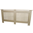 Copritermosifone in MDF personalizzabile, colore beige, con design a rete e finitura liscia, misura 1720mm di lunghezza