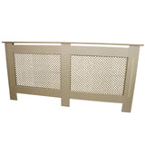 Copritermosifone in MDF personalizzabile, colore beige, con design a rete e finitura liscia, misura 1720mm di lunghezza