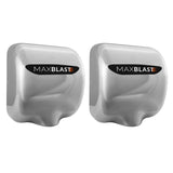 Asciugamani elettrici MaxBlast in acciaio inox lucido, design moderno e compatto, adatti per bagni pubblici e privati