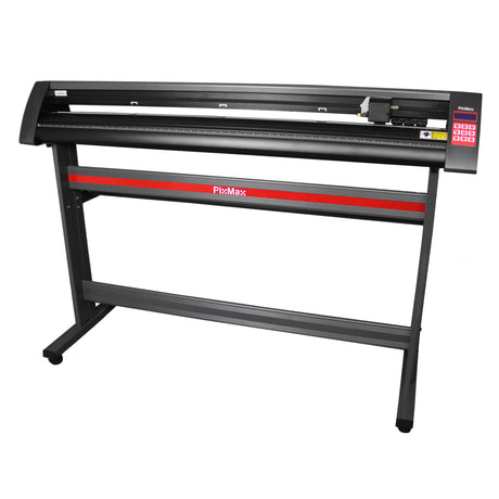 Taglierina per vinile PixMax 59" XL con struttura nera, dettagli rossi e pannello di controllo per un facile utilizzo e precisione