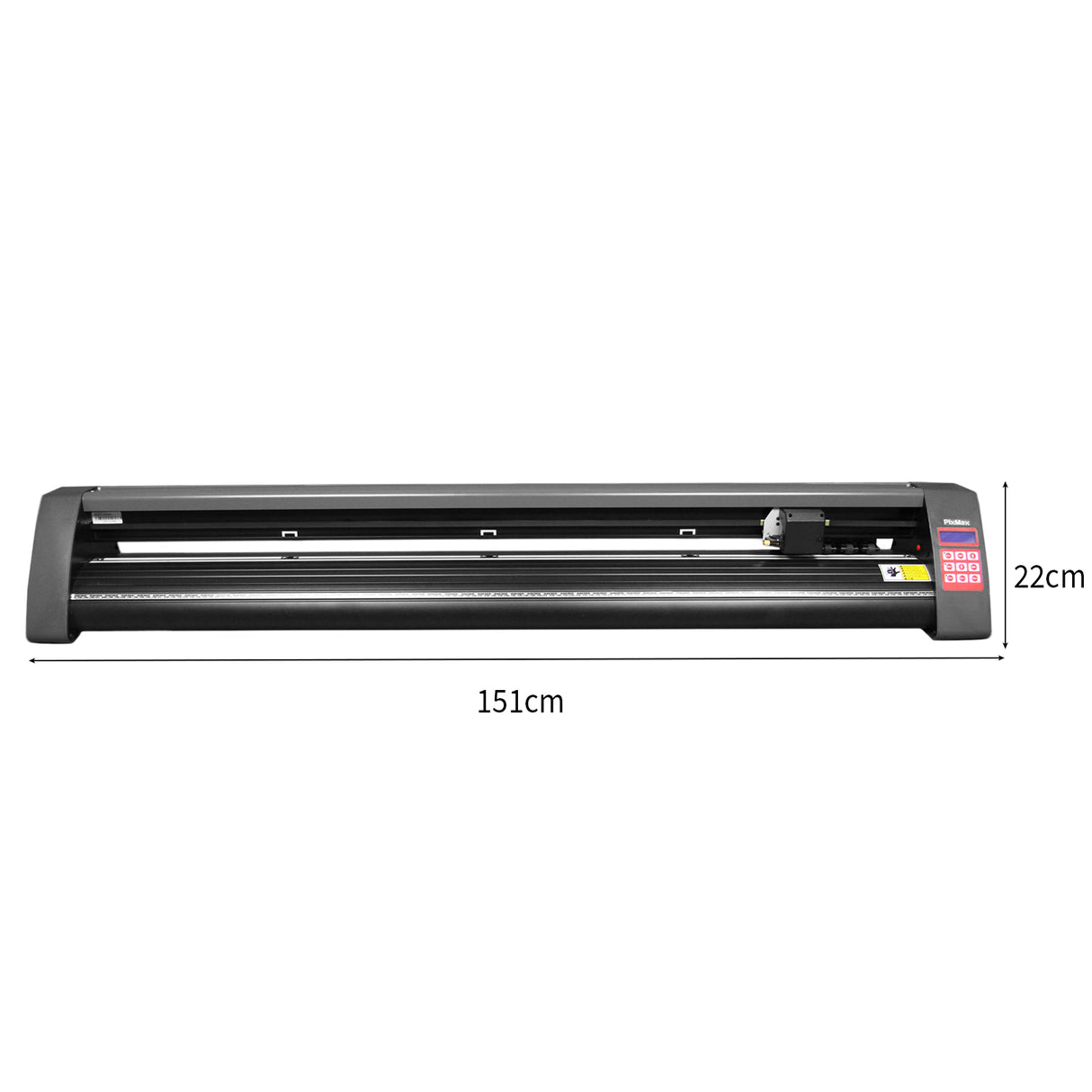 Taglierina per vinile PixMax 59" XL, struttura nera, lunga 151 cm e alta 22 cm, con dettagli metallici e design moderno