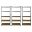 Scaffali E-Rax in acciaio galvanizzato, senza bulloni, con ripiani in legno, ideali per magazzino e garage, colore grigio metallico
