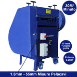 Spella cavi automatica T-Mech, blu, con ruote, capacità 55mm, potenza 2.2KW, dotata di 10 lame e 2 lame gratuite, ideale per lavori elettrici