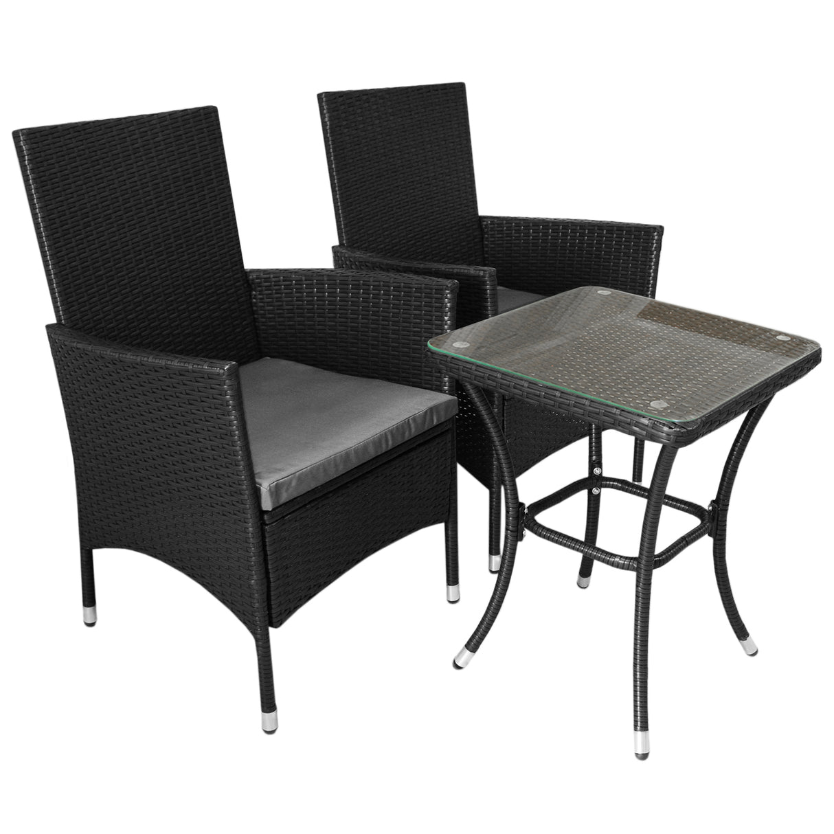 Set da bistrò Jardí in rattan nero