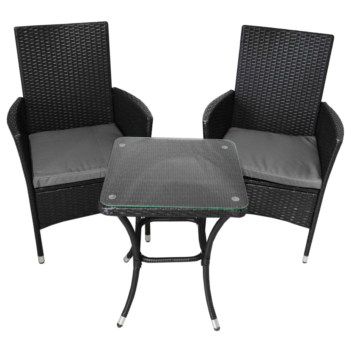 Set da bistrò Jardí in rattan nero