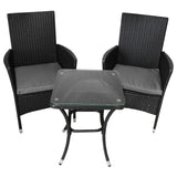 Set da bistrò Jardí in rattan nero