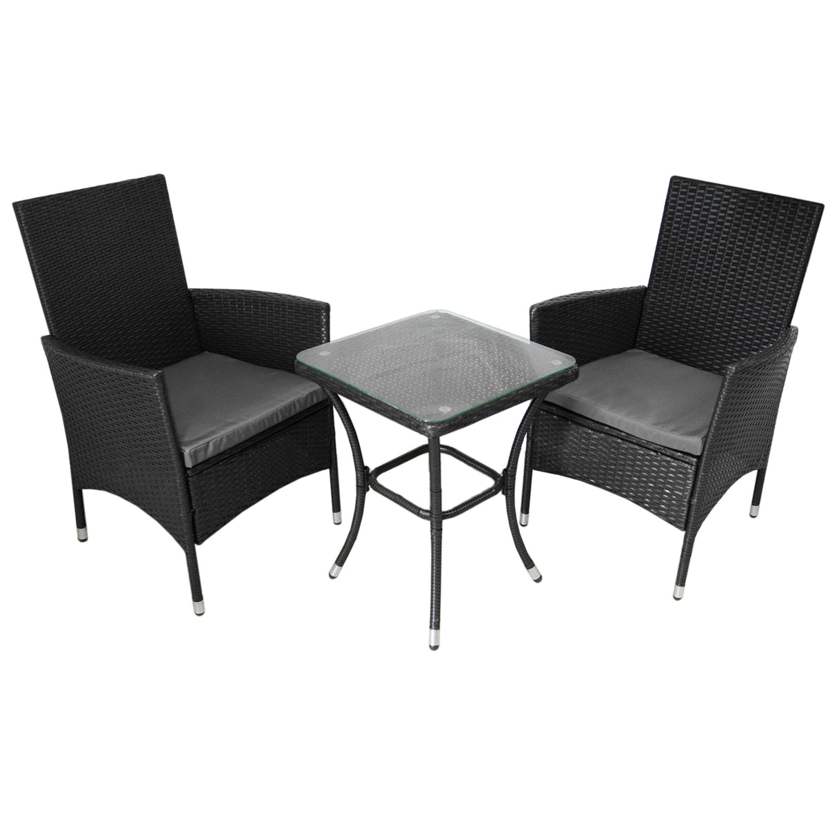 Set da bistrò Jardí in rattan nero