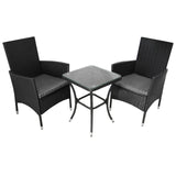 Set da bistrò Jardí in rattan nero