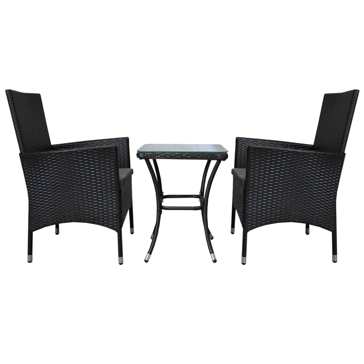 Set da bistrò Jardí in rattan nero