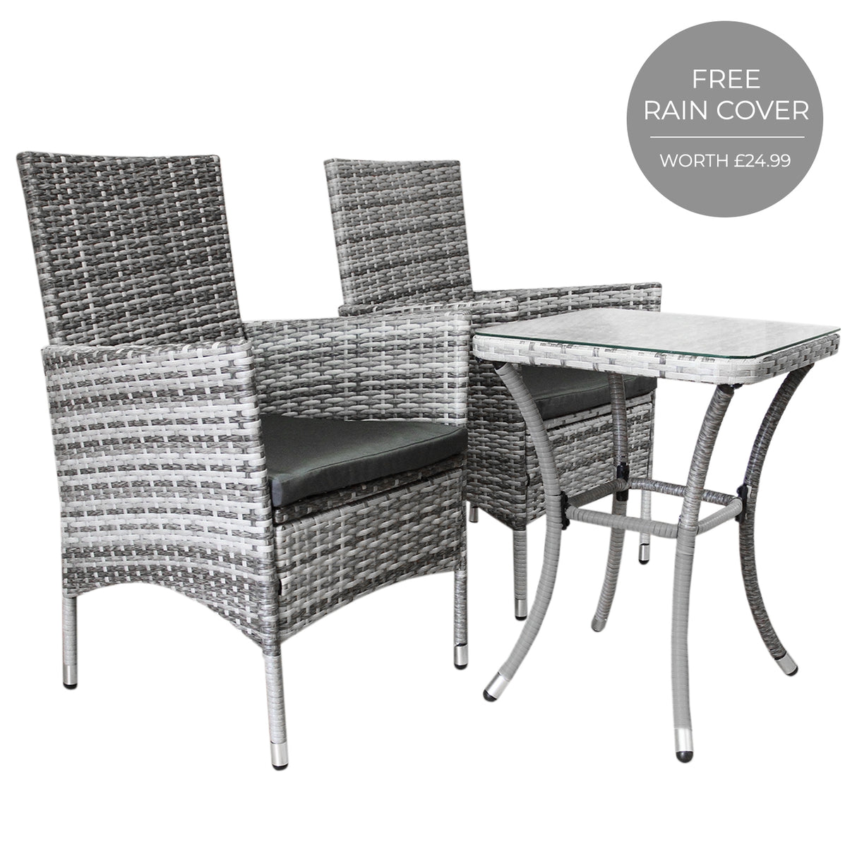 Set Bistro da Giardino in Poly Rattan Vimini Marrone Chiaro