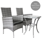 Set Bistro da Giardino in Poly Rattan Vimini Marrone Chiaro