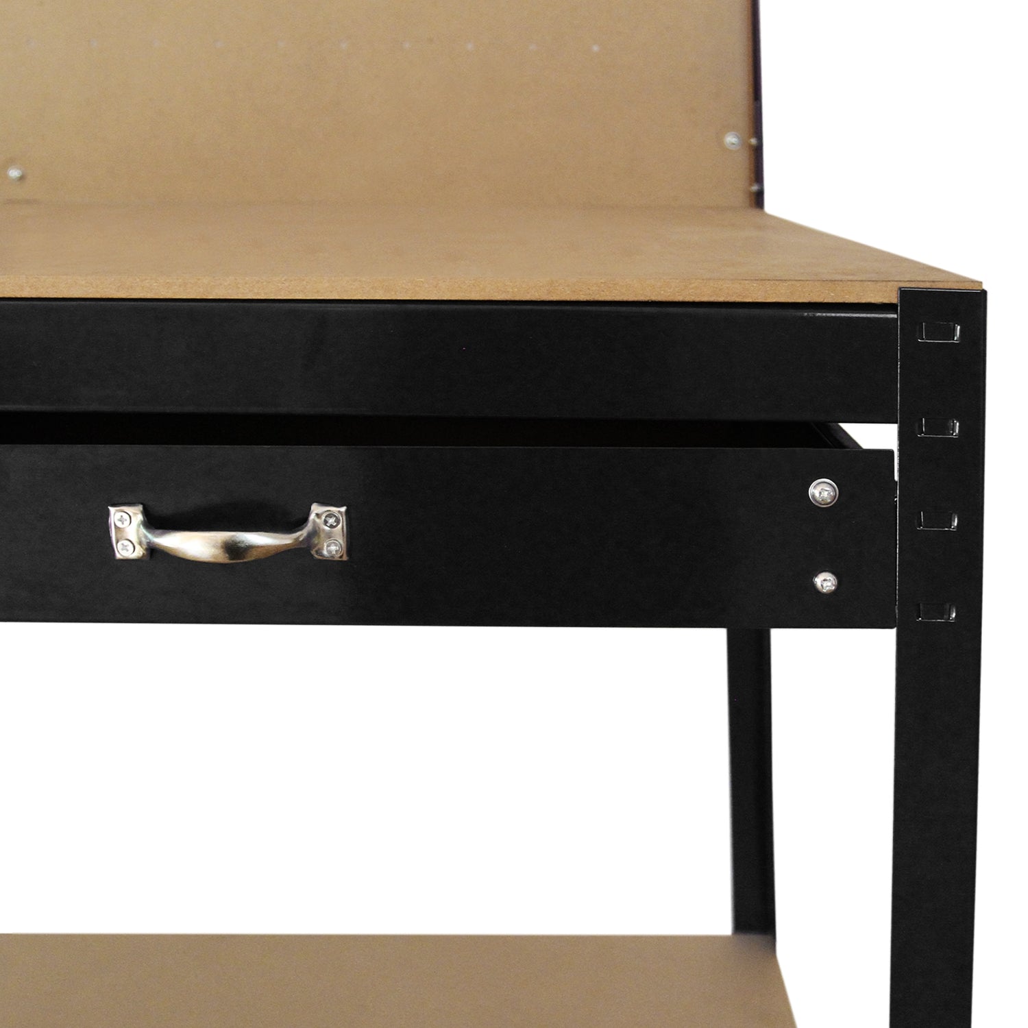 Banco da Lavoro con Parete Porta Attrezzi e Cassetto - Nero