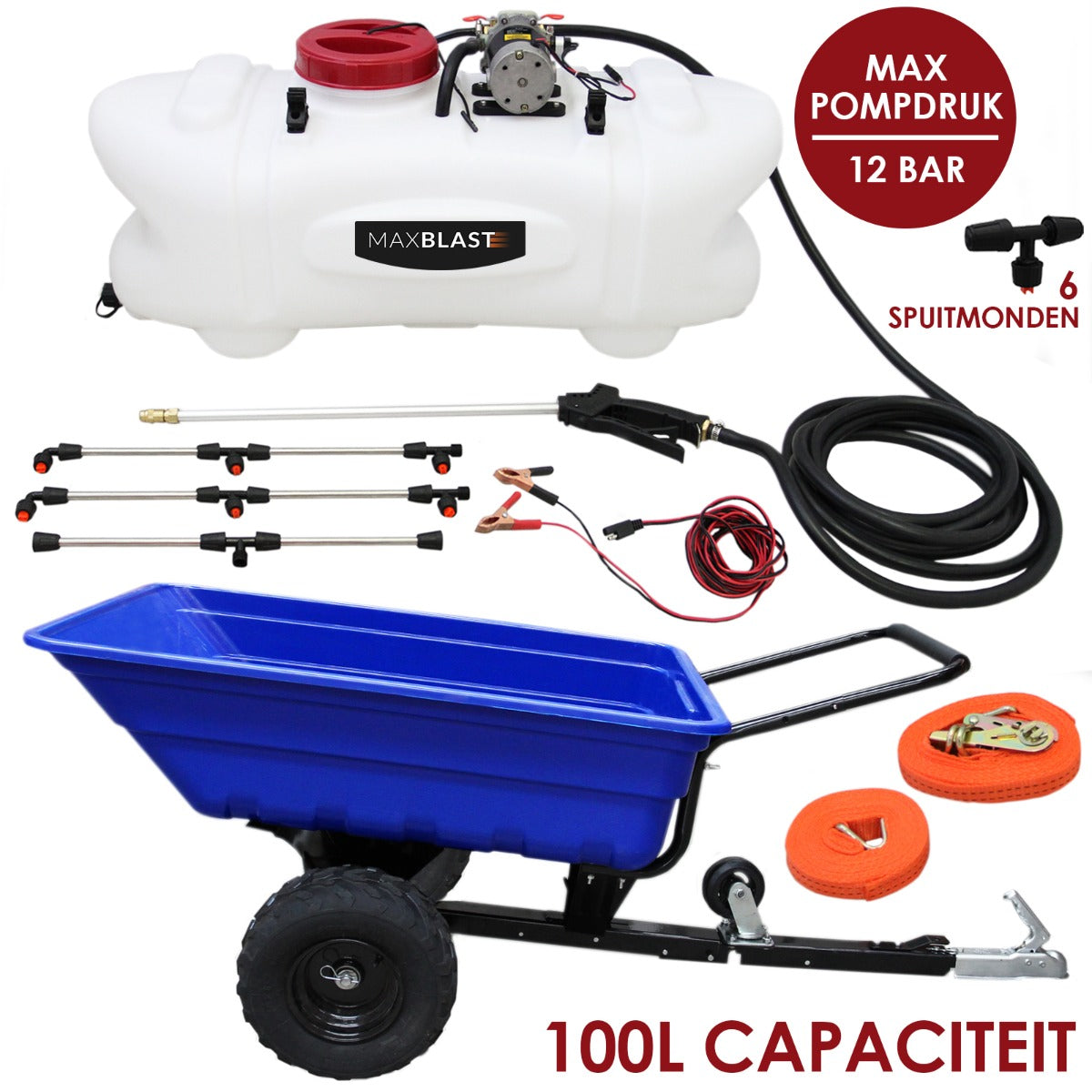 Rimorchio ATV fuoristrada e spruzzatore da 100 litri in bundle