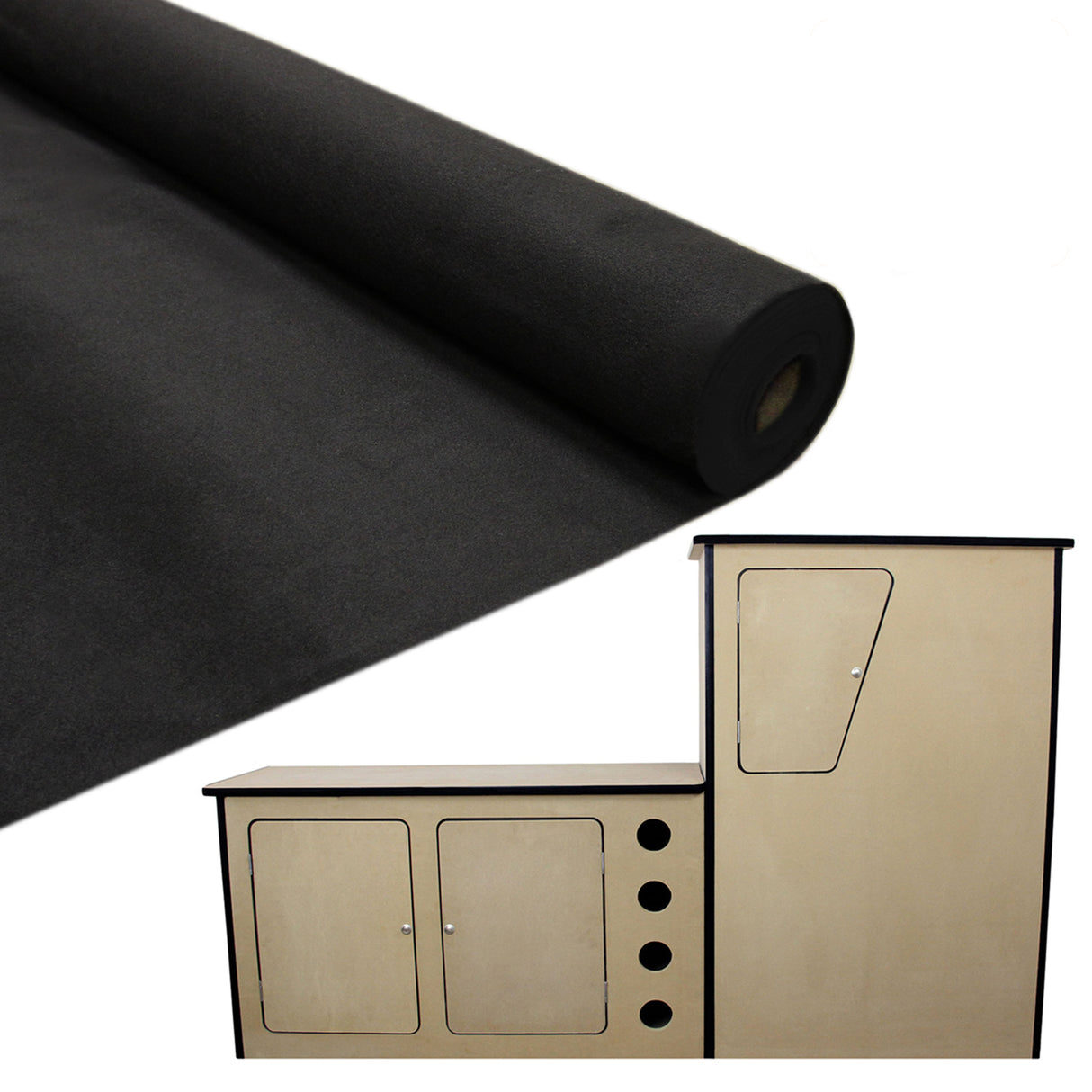 Rivestimento e colla nera per furgone da 11 mq con cucina da camper