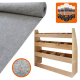 Rivestimento grigio fumo per furgone e scaffalatura in legno con scomparti, ideale per VW Caddy, texture morbida e resistente
