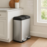 Pattumiera a due compartimenti, 60 Litri - Acciaio