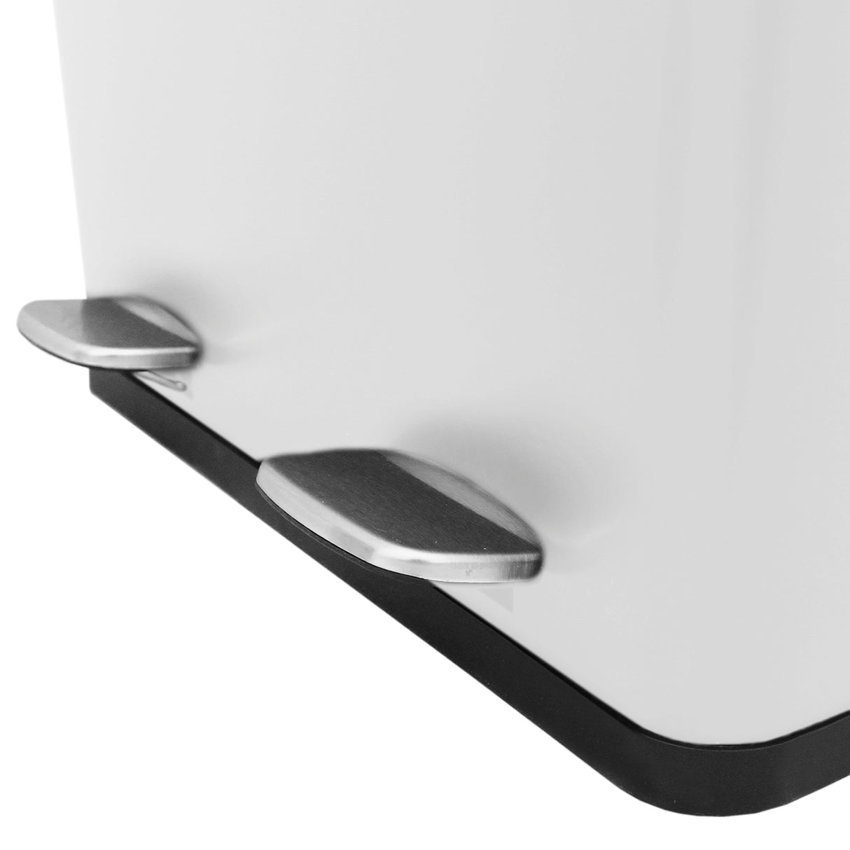 Pattumiera bianca a due compartimenti da 60 litri con pedali in acciaio inox, design moderno e finitura liscia, ideale per la casa