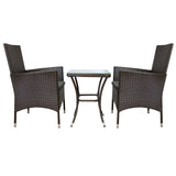 Set da bistrò Jardí in rattan Marrone