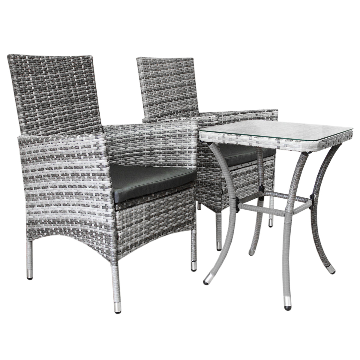 Set Bistro da Giardino Jardí in Polyrattan con 2 Poltroncine e Tavolino
