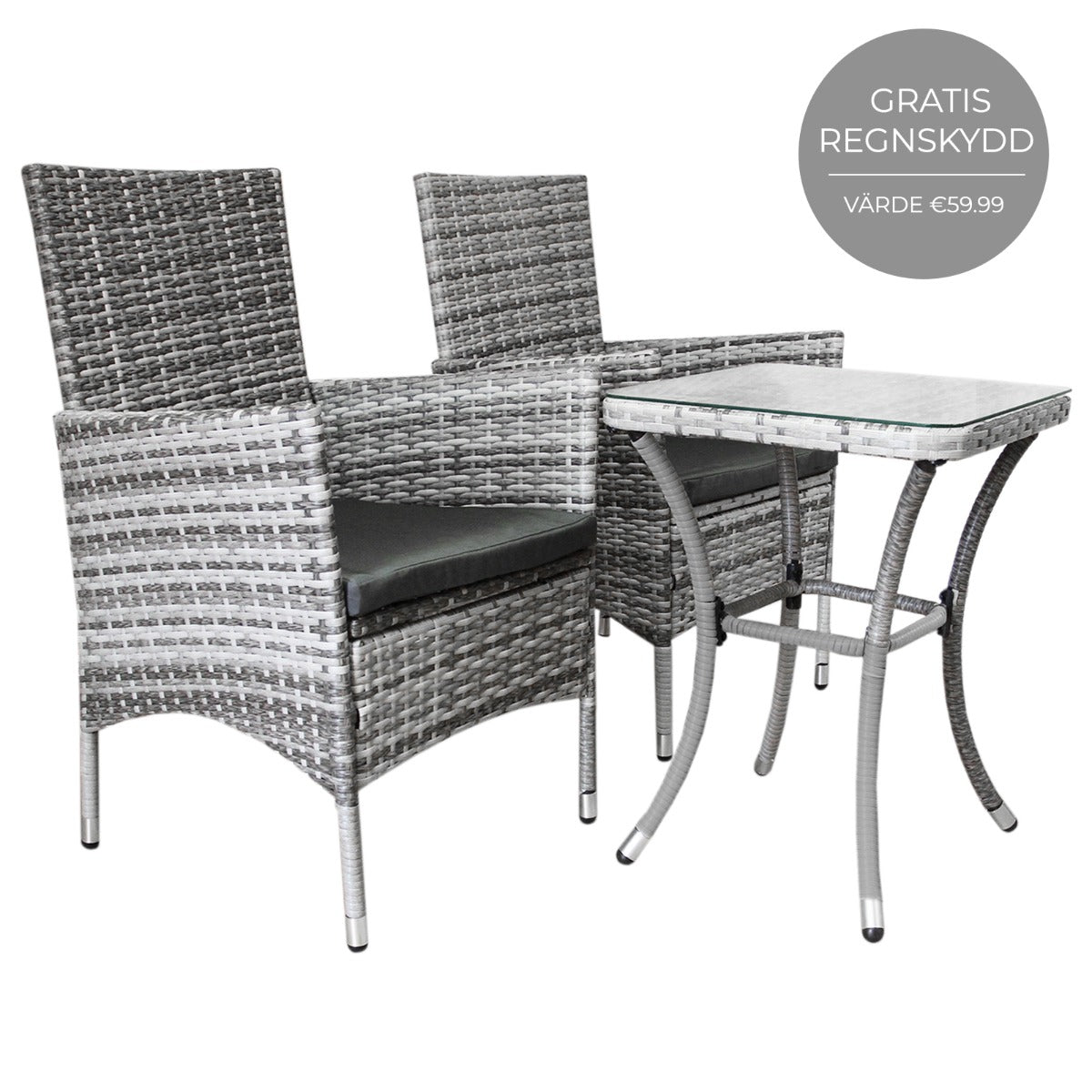 Set Bistro da Giardino in Poly Rattan Vimini Marrone Chiaro