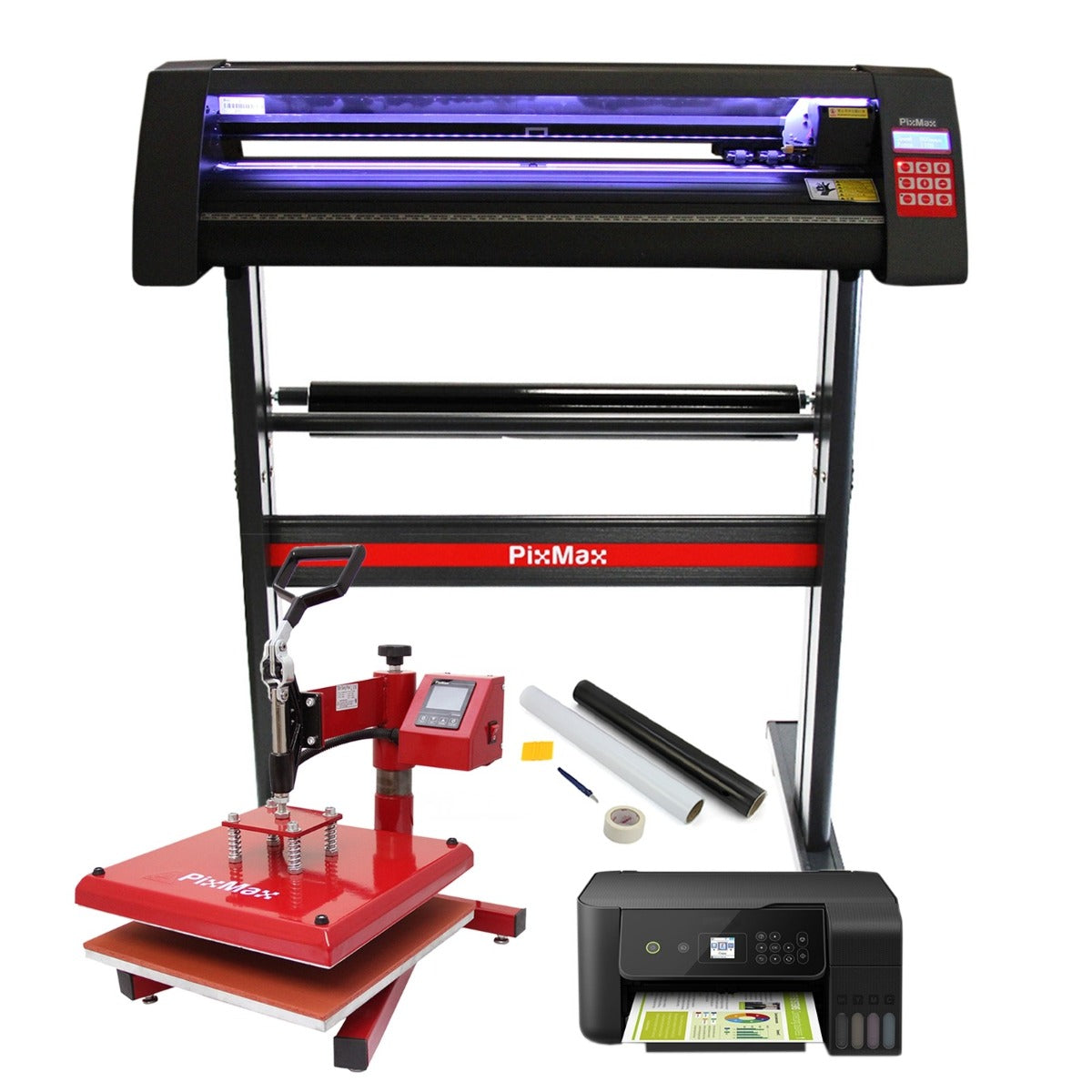 Plotter per Taglio Vinile - LED - 720 & Pressa a Caldo Basculante - 38x38 & Stampante ECO Tank e Kit per il Weeding