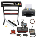 Pressa a caldo 5 in 1 con taglierina per vinile, stampante Epson, kit per rimozione erbacce, materiali neri e rossi, design professionale