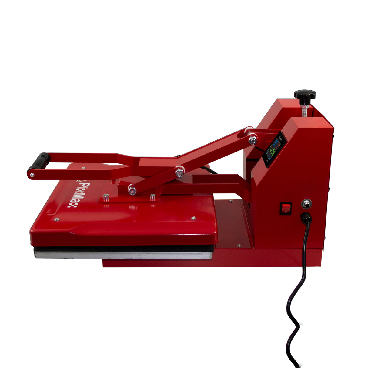 Pressa a caldo rossa per vongole 38 x 38 cm, con manico ergonomico e pannello di controllo digitale per stampe precise