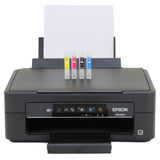 Stampante economica Epson XP-2100, con cartucce colorate in blu, giallo, magenta e nero, pronta per la stampa su vinile