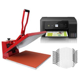 Kit per Sublimazione Pressa a Caldo - 38x38 & Stampante Eco Tank & 10 Mascherine