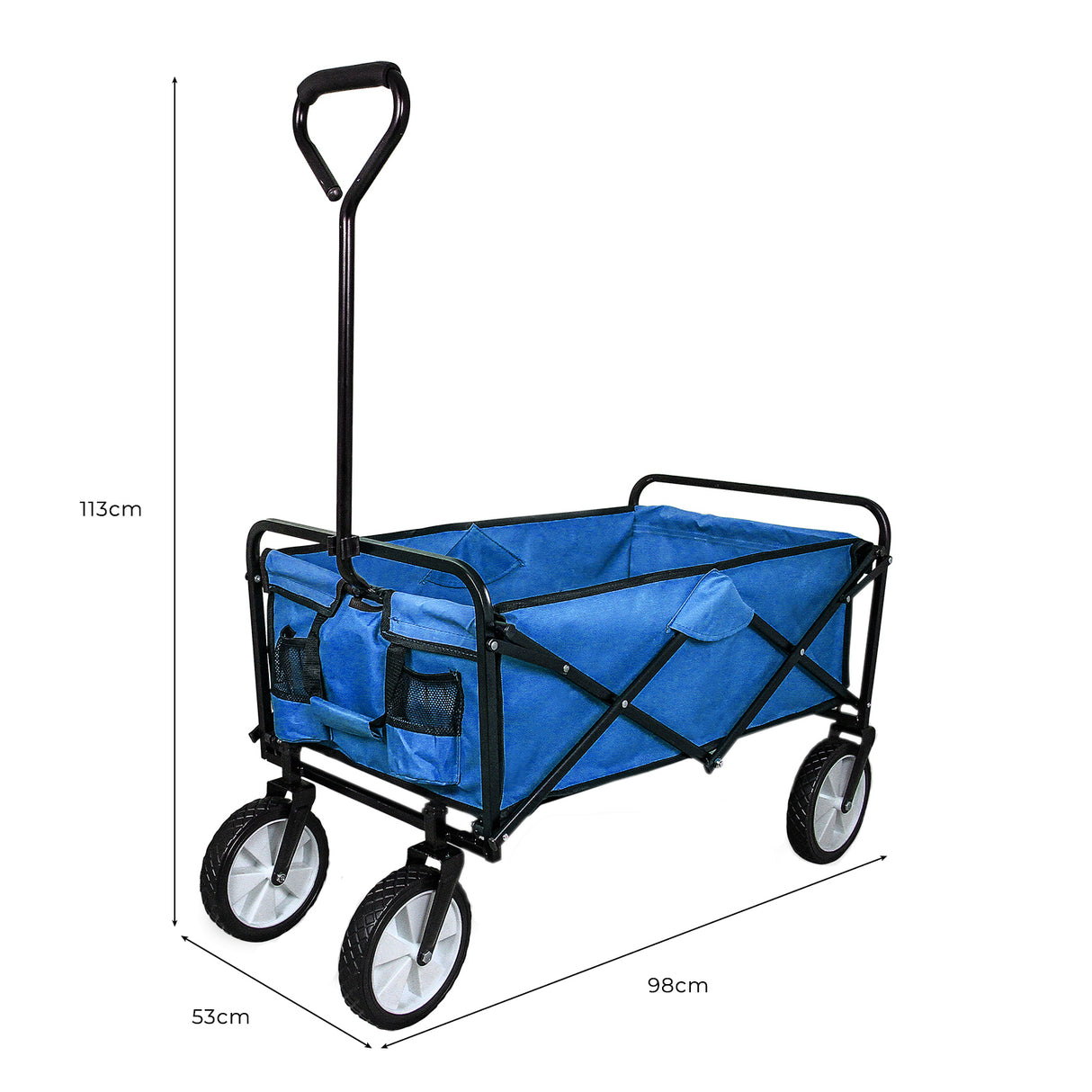 Carrello Pieghevole Fuoristrada 70kg Ruote 360° Acciaio Blu