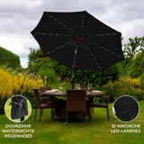 Ombrellone da Giardino Inclinabile 2.7m con LED - Nero