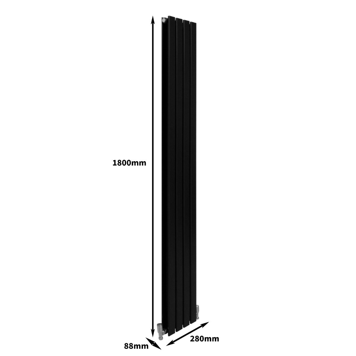 Radiatore a Elementi Piatti - Nero Opaco - 180cm x 28cm