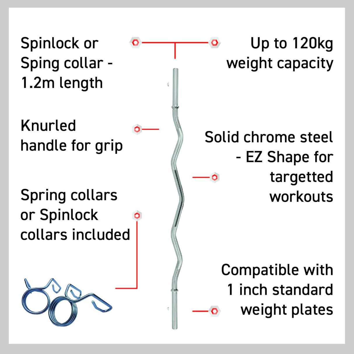 Barra EZ Body Revolution 1.2m con Collari Spinlock